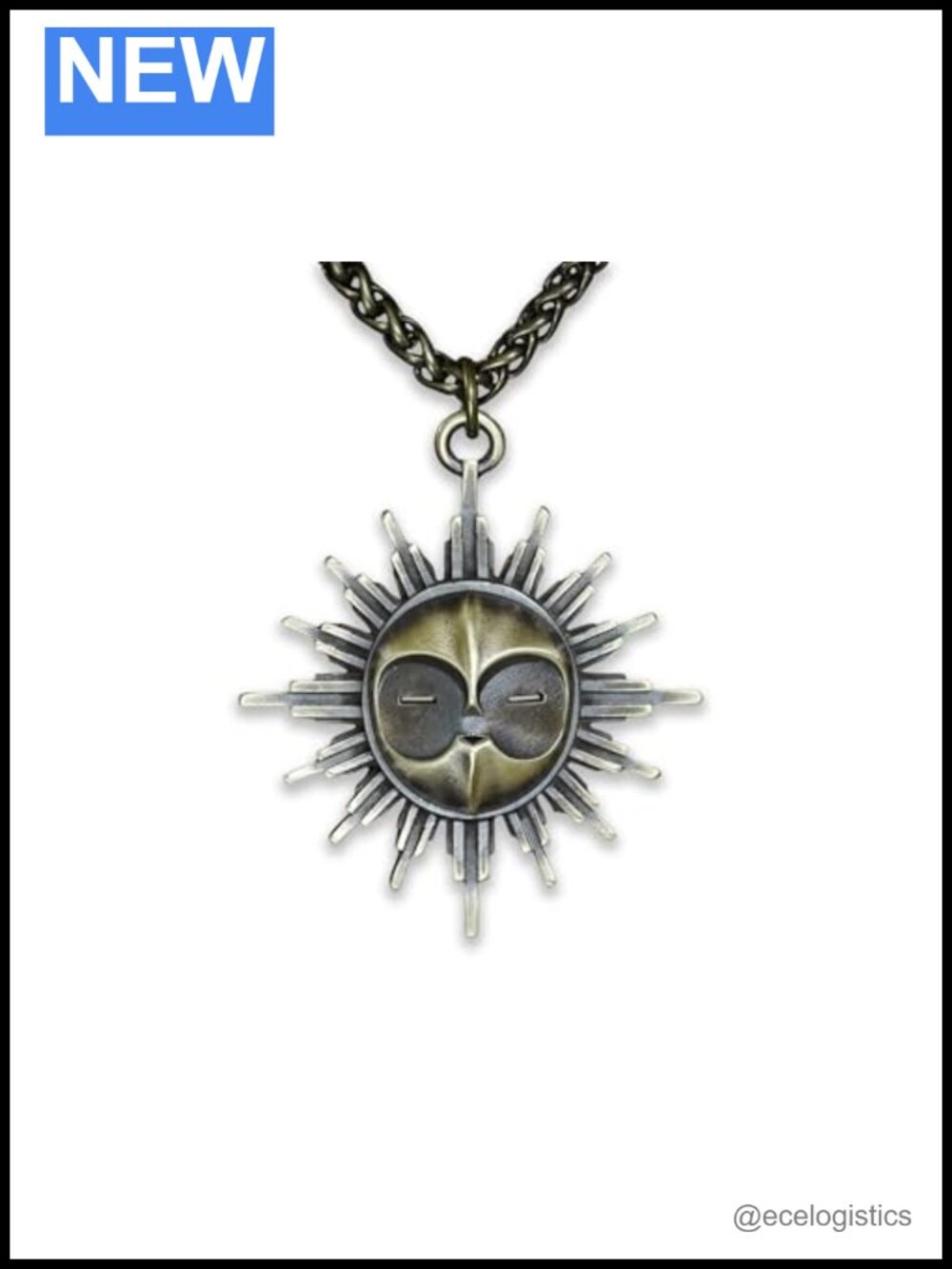 Handmade Brass Amulet Pendant Necklace 22in Stainless Chain Fantasy Cosplay